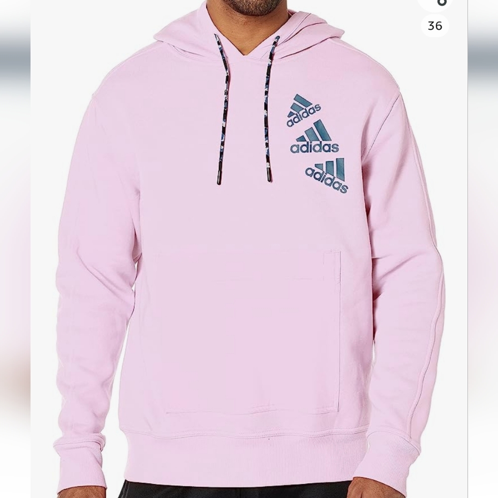 adidas Pink Hoodie with Navy Logos